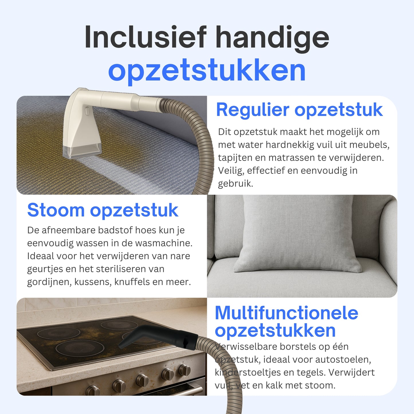 Vlekkenreiniger Pro - Verwarmbaar tot 100°C - Voor Bank, Matras, Vloer, Auto en Gordijnen