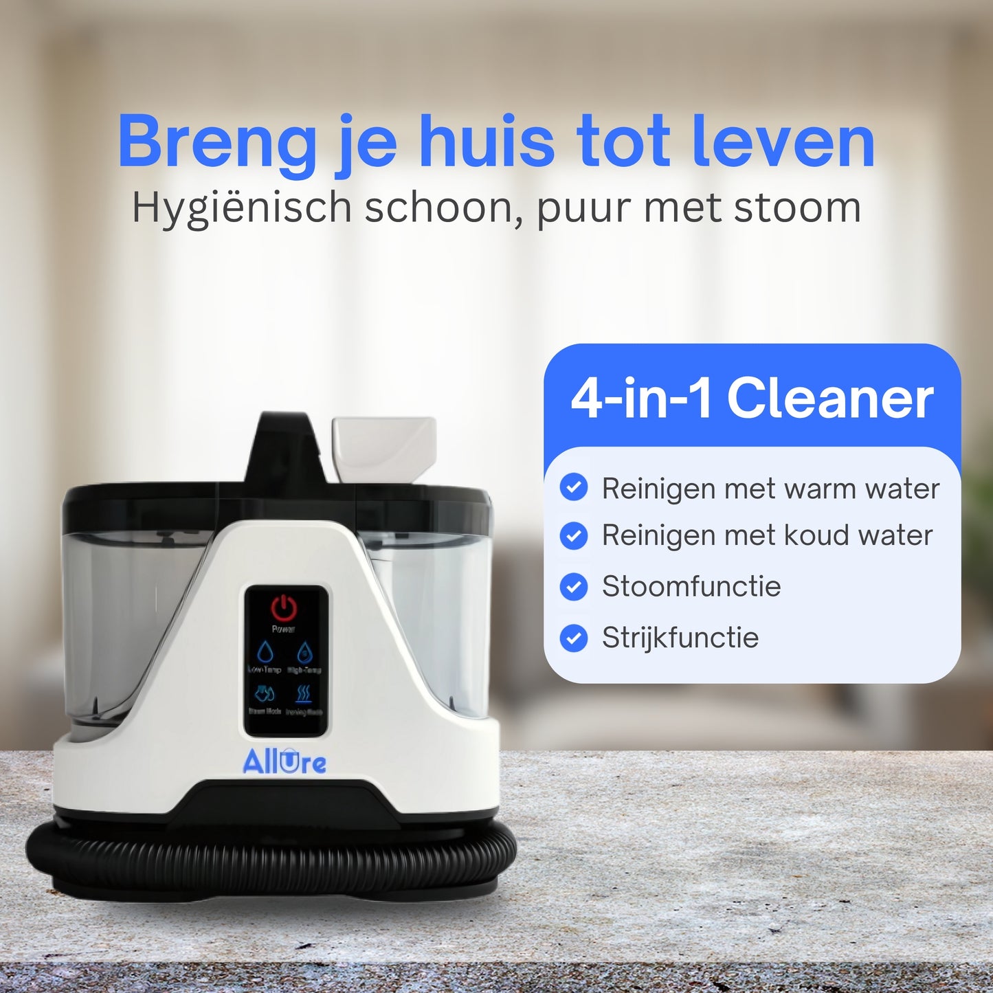 Vlekkenreiniger Pro - Verwarmbaar tot 100°C - Voor Bank, Matras, Vloer, Auto en Gordijnen