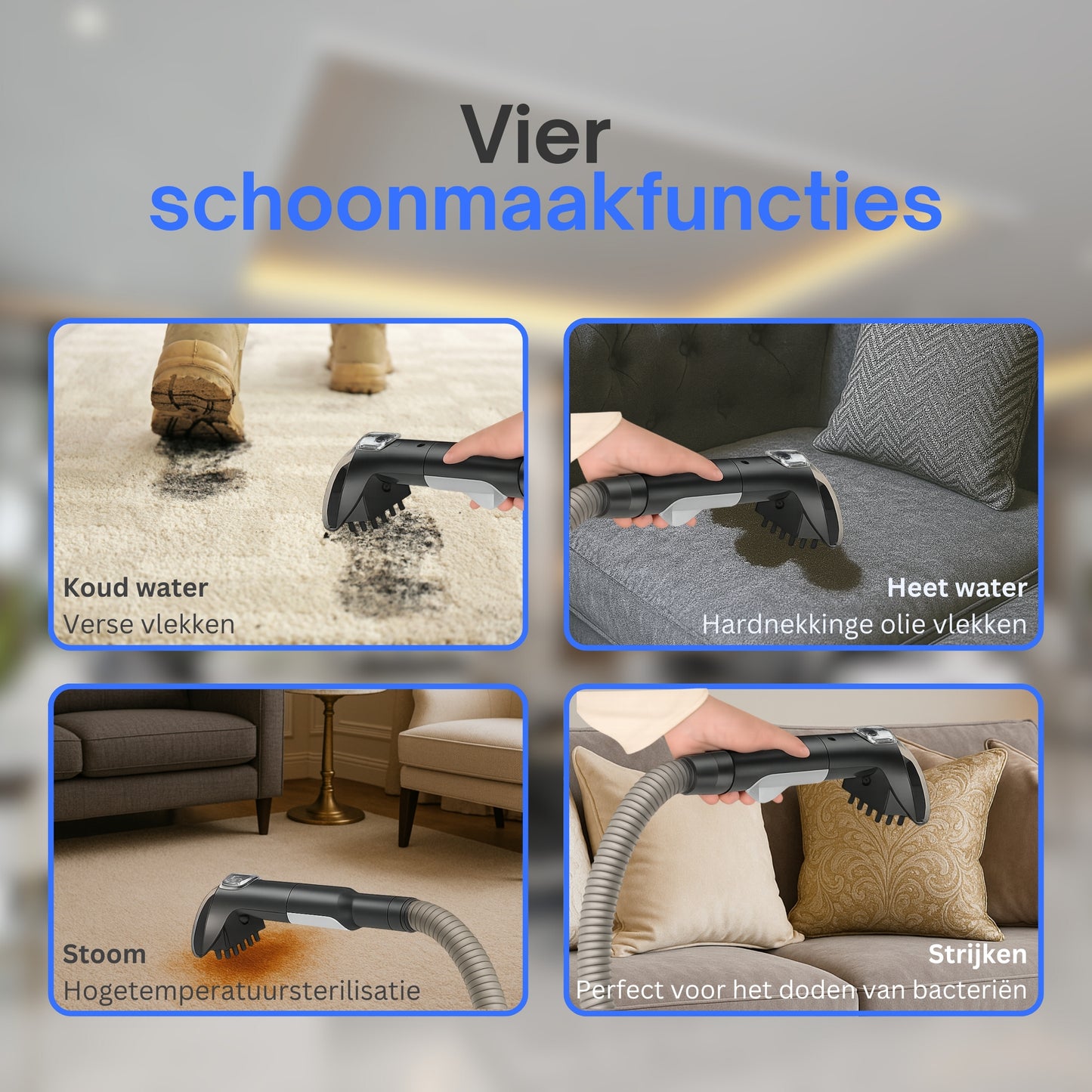 Vlekkenreiniger Pro - Verwarmbaar tot 100°C - Voor Bank, Matras, Vloer, Auto en Gordijnen